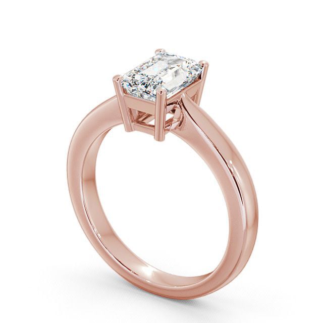 Emerald Diamond Engagement Ring 18K Rose Gold Solitaire - Wilcot ENEM10_RG_SIDE