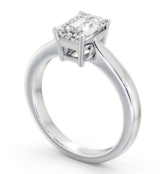  Emerald Diamond Engagement Ring 18K White Gold Solitaire - Wilcot ENEM10_WG_THUMB1 