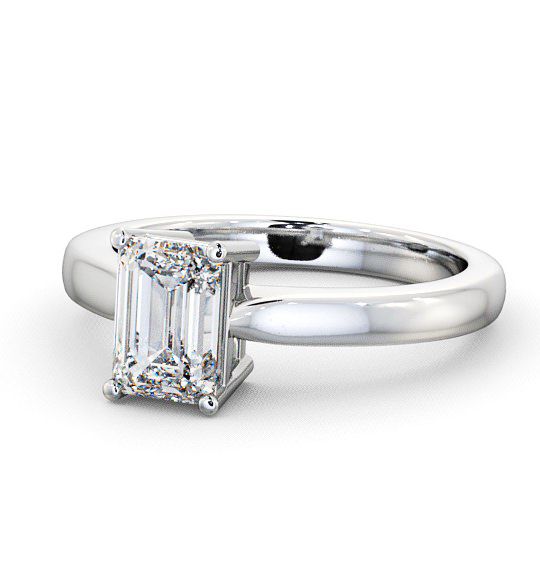 Emerald Diamond Engagement Ring Platinum Solitaire - Wilcot ENEM10_WG_THUMB2 