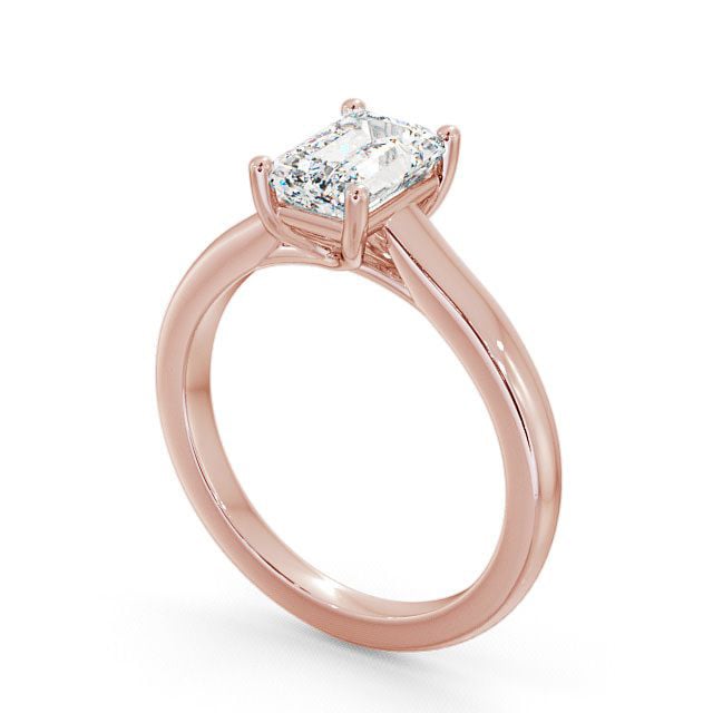 Emerald Diamond Engagement Ring 9K Rose Gold Solitaire - Alveley