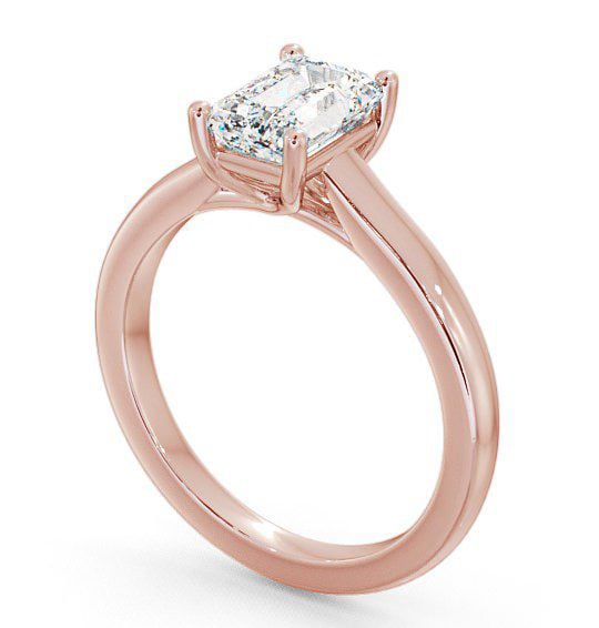 Emerald Diamond Engagement Ring 9K Rose Gold Solitaire - Alveley ENEM11_RG_THUMB1