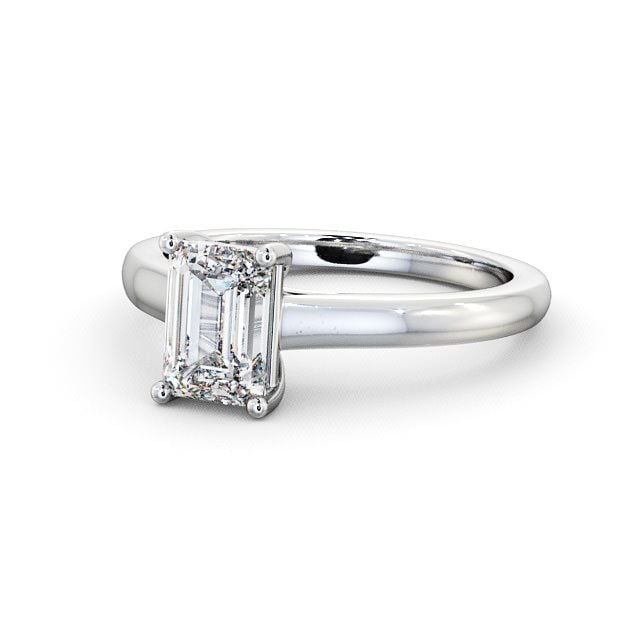 Emerald Diamond Engagement Ring Platinum Solitaire - Alveley ENEM11_WG_FLAT