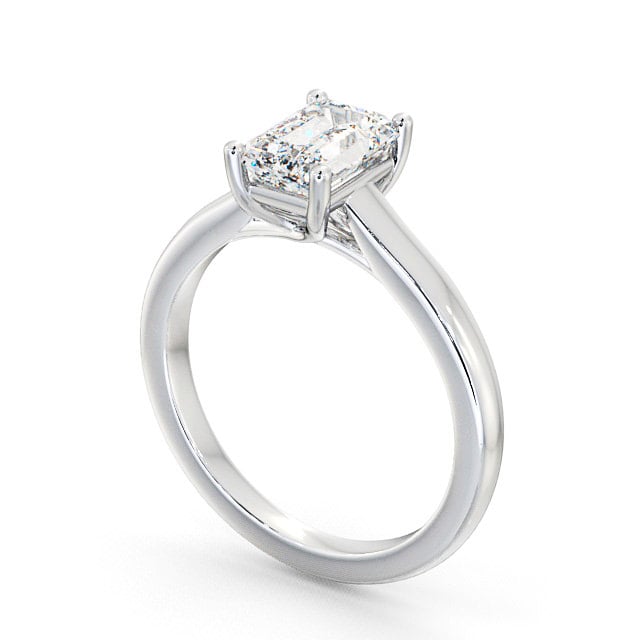 Emerald Diamond Engagement Ring 18K White Gold Solitaire - Alveley ENEM11_WG_SIDE