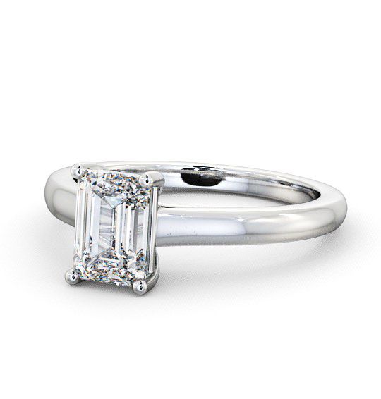 Emerald Diamond Trellis Style Engagement Ring 18K White Gold Solitaire ENEM11_WG_THUMB2 