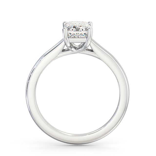 Emerald Diamond Engagement Ring 18K White Gold Solitaire - Alveley ENEM11_WG_UP