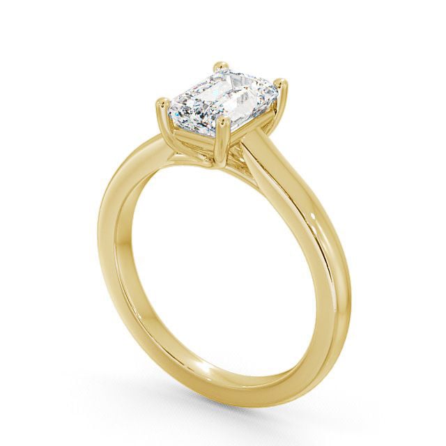 Emerald Diamond Engagement Ring 18K Yellow Gold Solitaire - Alveley ENEM11_YG_SIDE