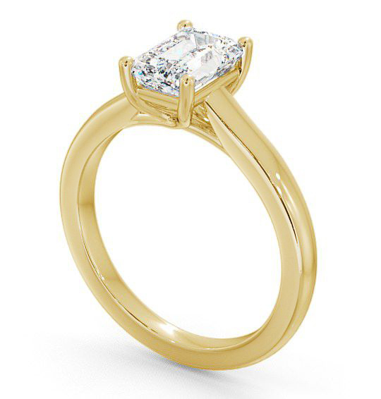Emerald Diamond Trellis Style Engagement Ring 18K Yellow Gold Solitaire ENEM11_YG_THUMB1