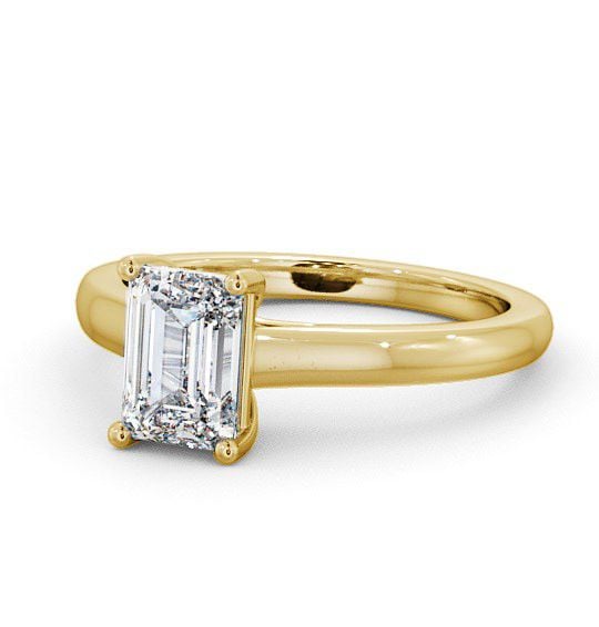 Emerald Diamond Engagement Ring 18K Yellow Gold Solitaire - Alveley ENEM11_YG_THUMB2 