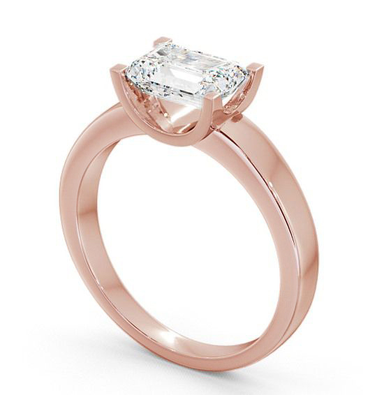 Emerald Diamond East West Design Engagement Ring 18K Rose Gold Solitaire ENEM12_RG_THUMB1