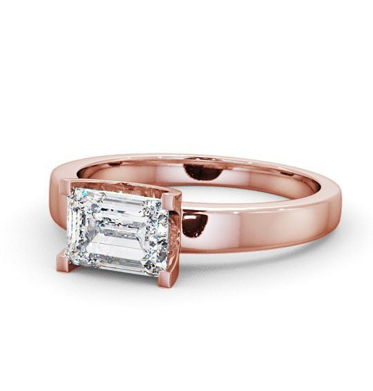  Emerald Diamond Engagement Ring 18K Rose Gold Solitaire - Doura ENEM12_RG_THUMB2 
