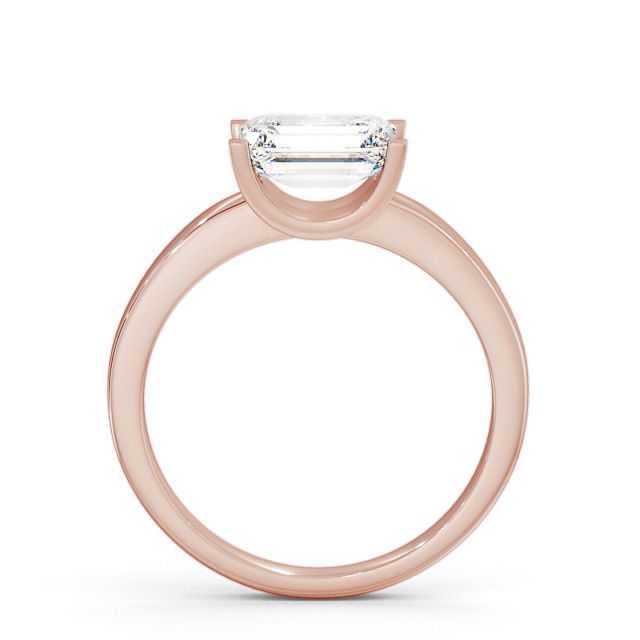 Emerald Diamond Engagement Ring 9K Rose Gold Solitaire - Doura ENEM12_RG_UP