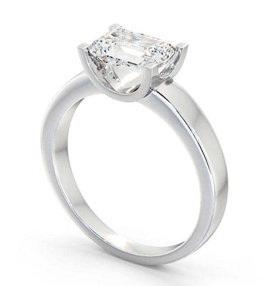 Emerald Diamond Engagement Ring 9K White Gold Solitaire - Doura ENEM12_WG_THUMB1