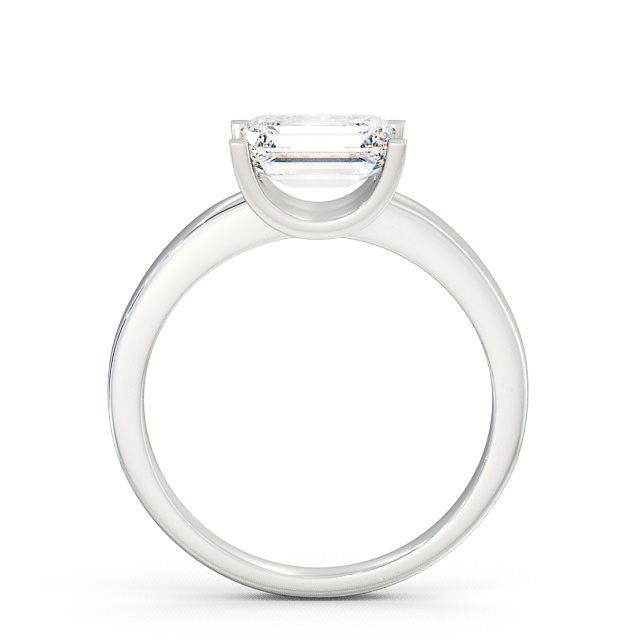 Emerald Diamond Engagement Ring 9K White Gold Solitaire - Doura ENEM12_WG_UP