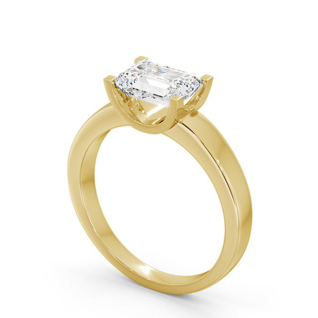 Emerald Diamond Engagement Ring 9K Yellow Gold Solitaire - Doura ENEM12_YG_SIDE