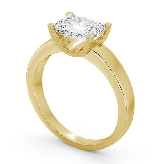 Emerald Diamond East West Design Engagement Ring 9K Yellow Gold Solitaire ENEM12_YG_THUMB1