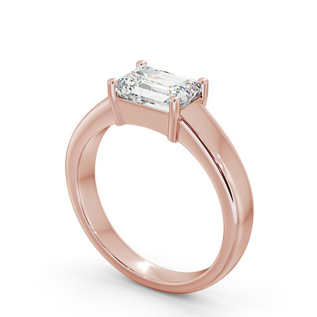 Emerald Diamond Engagement Ring 9K Rose Gold Solitaire - Imber