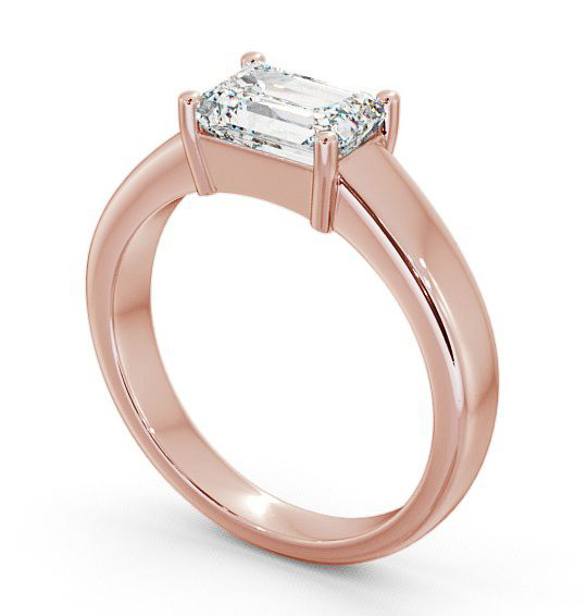 Emerald Diamond East West Design Engagement Ring 9K Rose Gold Solitaire ENEM13_RG_THUMB1