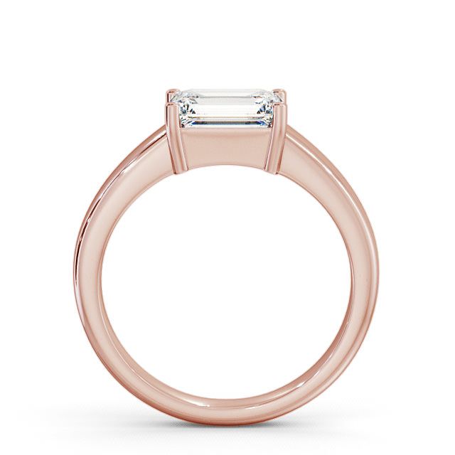 Emerald Diamond Engagement Ring 9K Rose Gold Solitaire - Imber ENEM13_RG_UP
