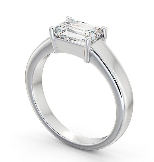 Emerald Diamond Engagement Ring 18K White Gold Solitaire - Imber ENEM13_WG_THUMB1