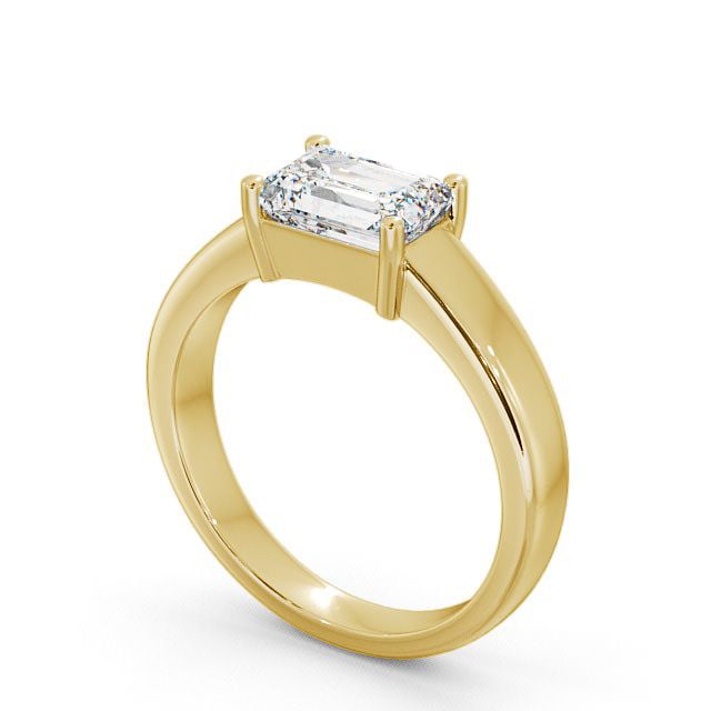 Emerald Diamond Engagement Ring 9K Yellow Gold Solitaire - Imber ENEM13_YG_SIDE