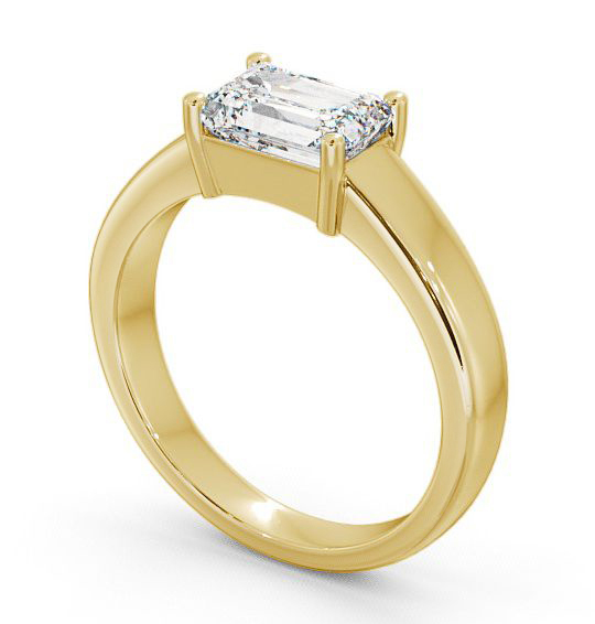 Emerald Diamond East West Design Engagement Ring 18K Yellow Gold Solitaire ENEM13_YG_THUMB1