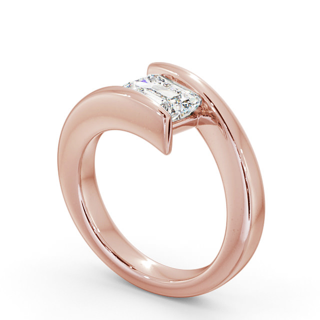 Emerald Diamond Engagement Ring 9K Rose Gold Solitaire - Anlaby