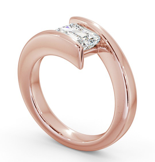 Emerald Diamond Sweeping Tension Set Engagement Ring 9K Rose Gold Solitaire ENEM14_RG_THUMB1