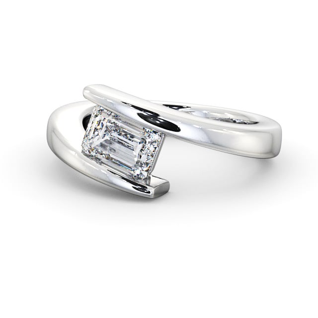 Emerald Diamond Engagement Ring Platinum Solitaire - Anlaby ENEM14_WG_FLAT