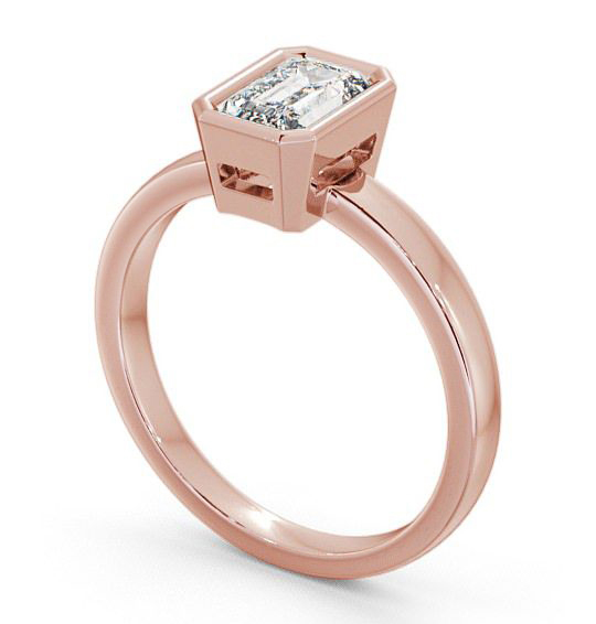Emerald Diamond Open Bezel Engagement Ring 9K Rose Gold Solitaire ENEM15_RG_THUMB1