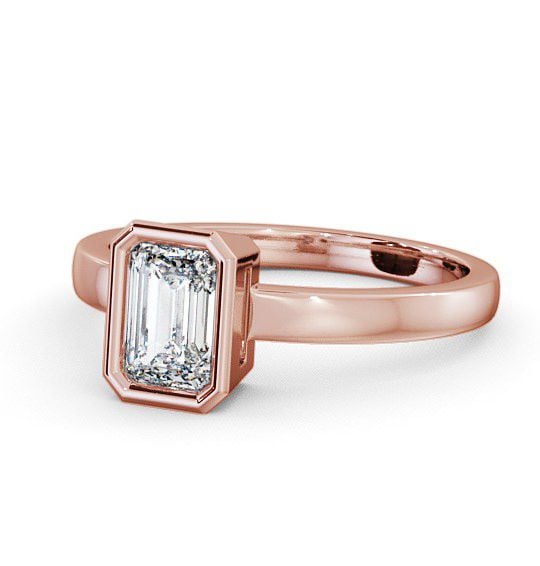 Emerald Diamond Open Bezel Engagement Ring 18K Rose Gold Solitaire ENEM15_RG_THUMB2 