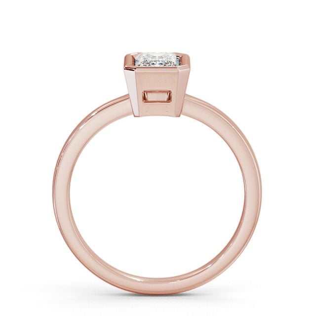 Emerald Diamond Engagement Ring 9K Rose Gold Solitaire - Meare ENEM15_RG_UP