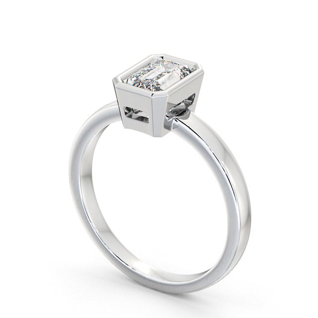 Emerald Diamond Engagement Ring 18K White Gold Solitaire - Meare ENEM15_WG_SIDE