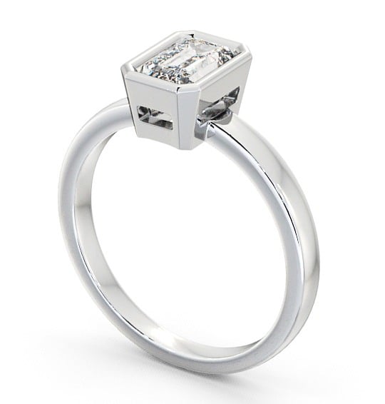 Emerald Diamond Open Bezel Engagement Ring 18K White Gold Solitaire ENEM15_WG_THUMB1 
