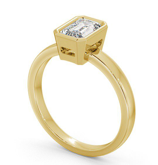 Emerald Diamond Open Bezel Engagement Ring 9K Yellow Gold Solitaire ENEM15_YG_THUMB1