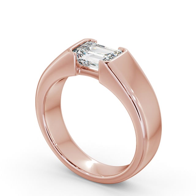 Emerald Diamond Engagement Ring 18K Rose Gold Solitaire - Lewth ENEM16_RG_SIDE