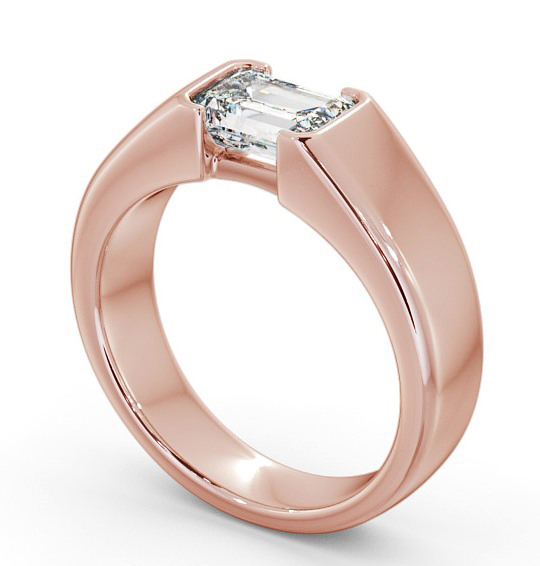 Emerald Diamond Engagement Ring 9K Rose Gold Solitaire - Lewth ENEM16_RG_THUMB1