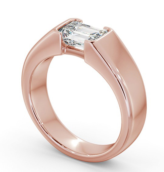 Emerald Diamond Tension East West Design Engagement Ring 9K Rose Gold Solitaire ENEM16_RG_THUMB1 