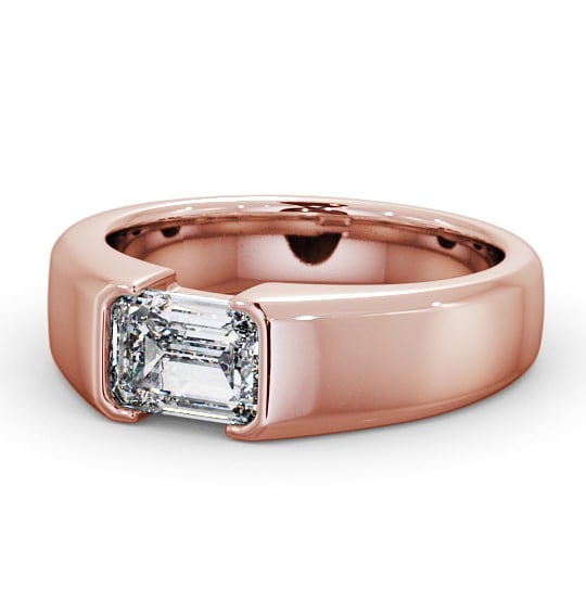 Emerald Diamond Tension East West Design Engagement Ring 18K Rose Gold Solitaire ENEM16_RG_THUMB2 