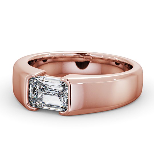  Emerald Diamond Engagement Ring 9K Rose Gold Solitaire - Lewth ENEM16_RG_THUMB2 