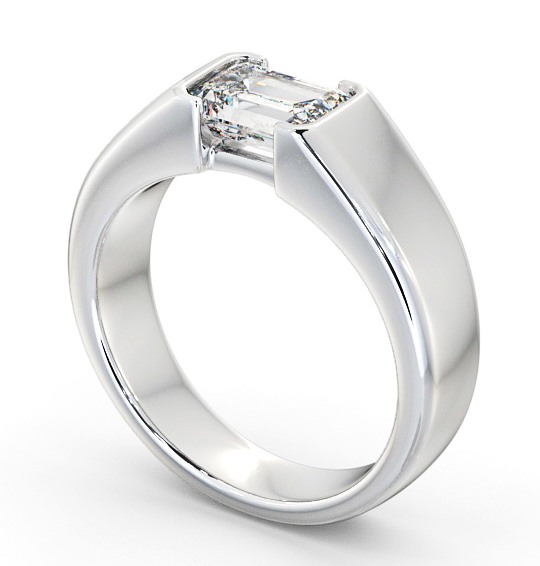 Emerald Diamond Engagement Ring 18K White Gold Solitaire - Lewth ENEM16_WG_THUMB1