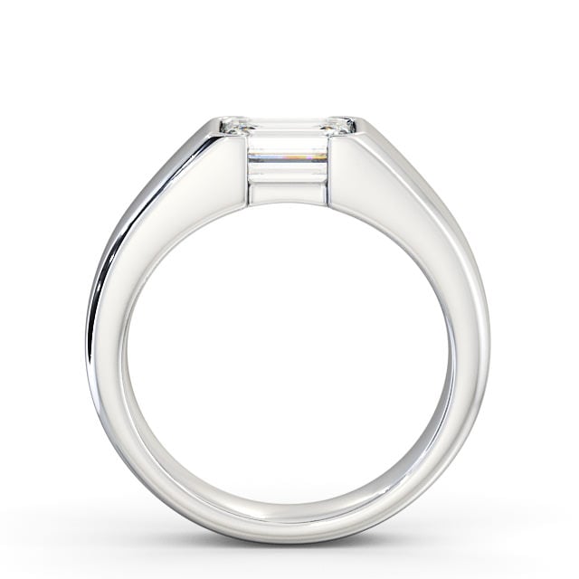 Emerald Diamond Engagement Ring 18K White Gold Solitaire - Lewth ENEM16_WG_UP
