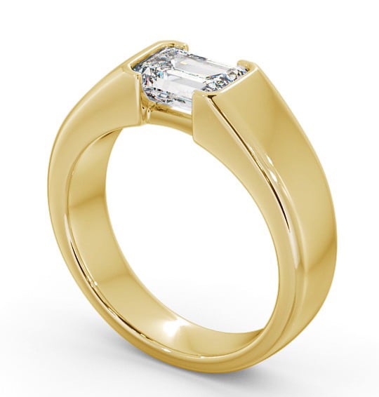 Emerald Diamond Engagement Ring 18K Yellow Gold Solitaire - Lewth ENEM16_YG_THUMB1