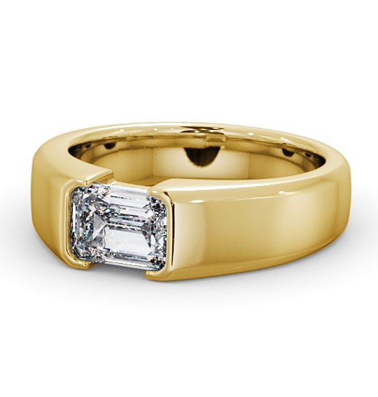  Emerald Diamond Engagement Ring 9K Yellow Gold Solitaire - Lewth ENEM16_YG_THUMB2 