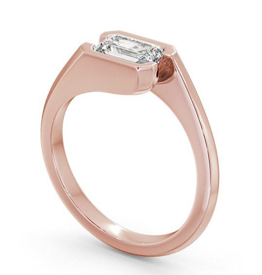 Emerald Diamond Tension East West Design Engagement Ring 18K Rose Gold Solitaire ENEM17_RG_THUMB1 