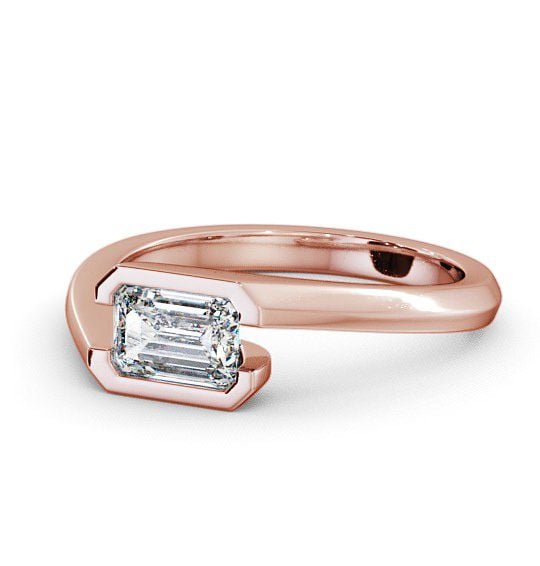 Emerald Diamond Tension East West Design Engagement Ring 18K Rose Gold Solitaire ENEM17_RG_THUMB2 