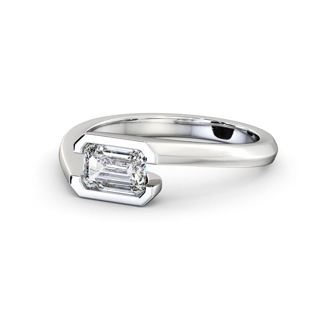 Emerald Diamond Engagement Ring 9K White Gold Solitaire - Tarraby ENEM17_WG_FLAT