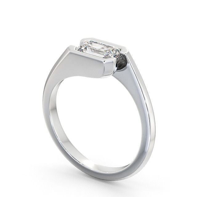 Emerald Diamond Engagement Ring 9K White Gold Solitaire - Tarraby ENEM17_WG_SIDE