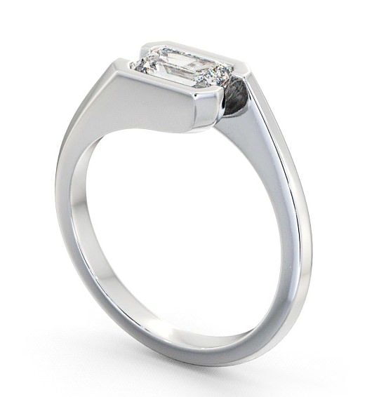 Emerald Diamond Tension East West Design Engagement Ring 9K White Gold Solitaire ENEM17_WG_THUMB1 