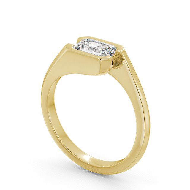 Emerald Diamond Engagement Ring 9K Yellow Gold Solitaire - Tarraby ENEM17_YG_SIDE