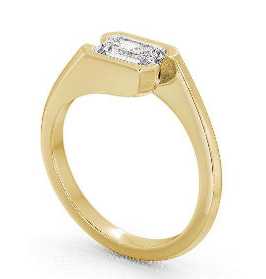 Emerald Diamond Tension East West Design Engagement Ring 18K Yellow Gold Solitaire ENEM17_YG_THUMB1